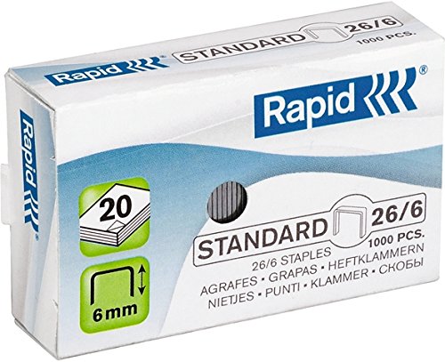 Rapid® Heftklammer, STANDARD, 26/6, verzinkt (1.000 Stück), Sie erhalten 1 Packung á 1000 Stück von Rapid
