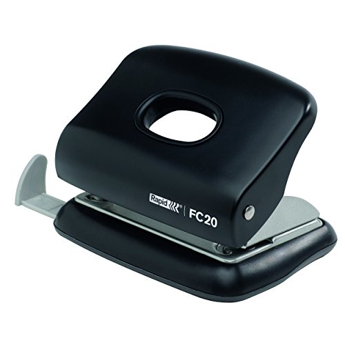 Rapid 23256400 Kleiner Locher (20 Blatt, Anschlagschiene mit Formatvorgaben, Metall, FC20) schwarz von Rapid