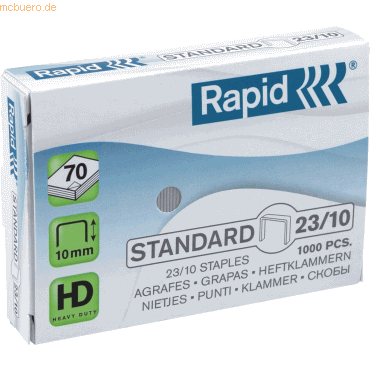 Rapid Heftklammern 23/10 verzinkt VE=1000 Stück Rapid Heftklammern 23/10 verzinkt VE=1000 Stück von Rapid