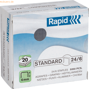 10 x Rapid Heftklammern 24/6 verzinkt VE=5000 Stück von Rapid
