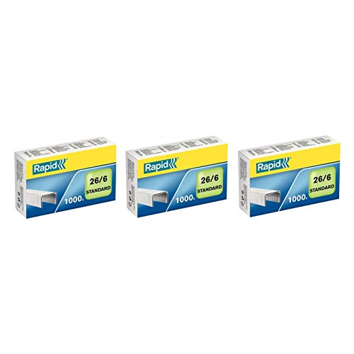 Rapid Heftklammern Standard 26/6, verzinkt, 3 Packungen mit je 1000 Stück Rapid Heftklammern Standard 26/6, verzinkt, 3 Packungen mit je 1000 Stück von Rapid