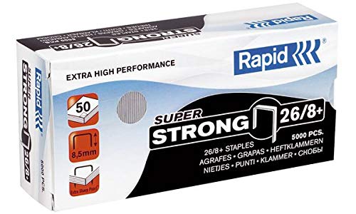 Rapid Heftklammern Super Strong 26/8+, galvanisiert, Sie erhalten 1 Packung, Packungsinhalt: 5000 Stück von Rapid