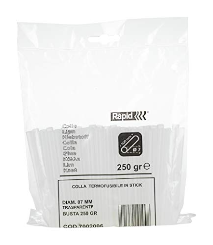 Rapid Heißklebesticks Transparent Universal, 250g Klebesticks 100mm Länge, Universeller Heiβkleber, für Heißklebepistole 7mm von Rapid