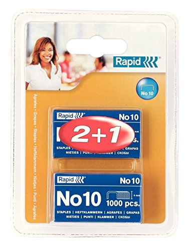 Rapid Nr. 10 Heftklammern klein, zum Heften von bis zu 10 Blatt, Verwendung mit Mini-Heftgeräten, verzinkter Draht, 3000 Stück, 20710728 Rapid Nr. 10 Heftklammern klein, zum Heften von bis zu 10 Blatt, Verwendung mit Mini-Heftgeräten, verzinkter Draht, 3000 Stück, 20710728 von Rapid