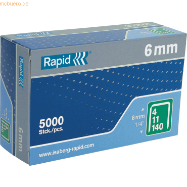Rapid Tackerklammern Nr. 140 6mm verzinkt VE=5000 Stück von Rapid