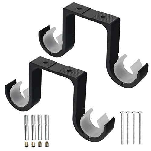 2 Stück Doppel Gardinenstangenhalter Wand- und Deckenbefestigung, Zweiläufige Vorhanghalterung aus Aluminium Legierung für Badezimmer Passend für Rohrdurchmesser 28mm-33mm Schwarz 2 Stück Doppel Gardinenstangenhalter Wand- und Deckenbefestigung, Zweiläufige Vorhanghalterung aus Aluminium Legierung für Badezimmer Passend für Rohrdurchmesser 28mm-33mm Schwarz von Rapidbok