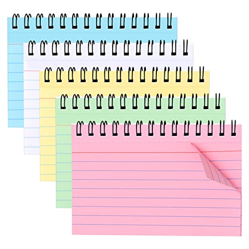 250 Stück Spirale Notizblock Karteikarten 5x3 Inch Linierte Karteikarten in 5 Farben, Lernkarten mit Transparenter Abdeckung für Schule Büro Vokabeln und Memos 250 Stück Spirale Notizblock Karteikarten 5x3 Inch Linierte Karteikarten in 5 Farben, Lernkarten mit Transparenter Abdeckung für Schule Büro Vokabeln und Memos von Rapidbok