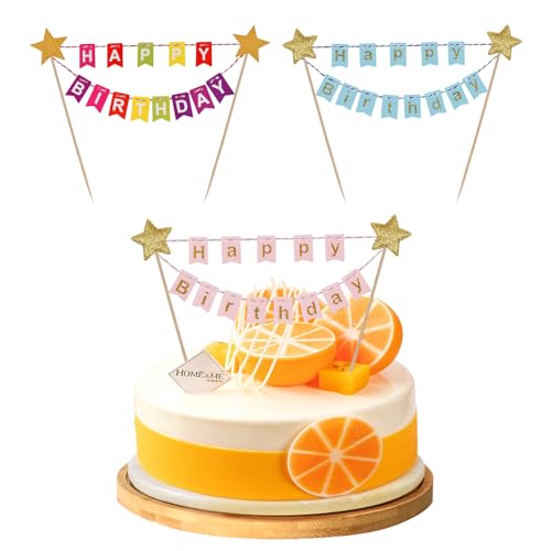 3-teiliges Happy Birthday-Kuchenaufsatz-Set, Kuchenaufsatz-Banner, Kuchendekoration für Geburtstag, Kuchendekoration 3-teiliges Happy Birthday-Kuchenaufsatz-Set, Kuchenaufsatz-Banner, Kuchendekoration für Geburtstag, Kuchendekoration von Rapidbok