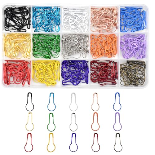 Rapidbok 450-teilige Birnen-Pins, 15 Farben, Metall, Vintage, Sicherheitsnadeln von Rapidbok