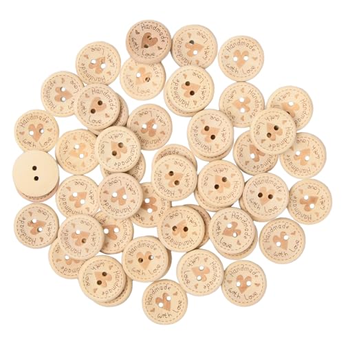 Rapidbok Holzknöpfe, 50 Stück 20mm, Runde Form, Handmade mit Liebe, 2 Löcher zum Nähen und Basteln Rapidbok Holzknöpfe, 50 Stück 20mm, Runde Form, Handmade mit Liebe, 2 Löcher zum Nähen und Basteln von Rapidbok