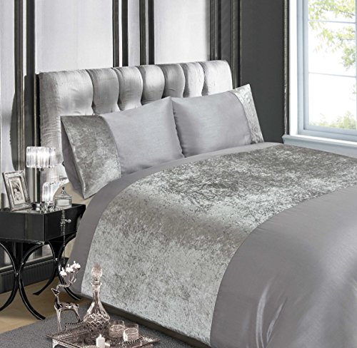 Rapport Home Luxus-Bettbezug-Set, Pannesamt, für Super-Kingsize-Betten, silberfarben von Rapport Home