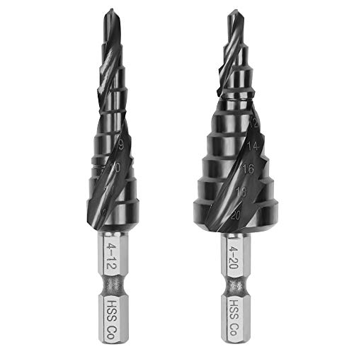 Rarapop Upgrade M35 Kobalt-Stufenbohrer mit Ultra-AlTiN-Beschichtung, 4–12 mm Stufenbohrer mit Doppelspiralnut, 6,35 mm Sechskantschaft für Hartmetall, Edelstahl, Aluminium, Kupfer, Holz (2-teiliges Rarapop Upgrade M35 Kobalt-Stufenbohrer mit Ultra-AlTiN-Beschichtung, 4–12 mm Stufenbohrer mit Doppelspiralnut, 6,35 mm Sechskantschaft für Hartmetall, Edelstahl, Aluminium, Kupfer, Holz (2-teiliges von Rarapop