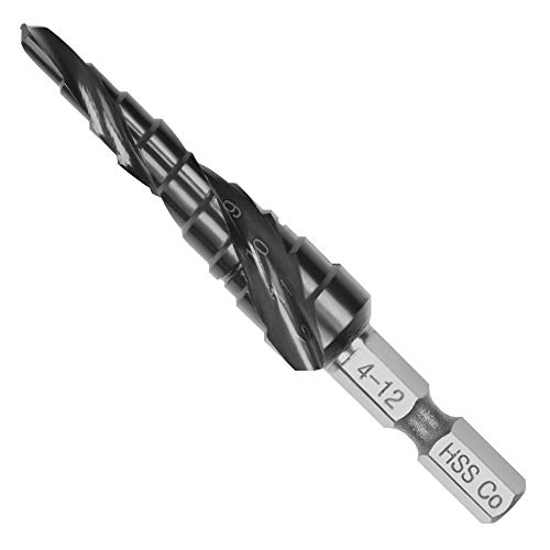 Rarapop Upgrade M35 Kobalt-Stufenbohrer mit Ultra-AlTiN-Beschichtung, 4–12 mm Stufenbohrer mit Doppelspiralnut, 6,35 mm Sechskantschaft für Hartmetall, Edelstahl, Aluminium, Kupfer, Holz (4–12 mm) von Rarapop