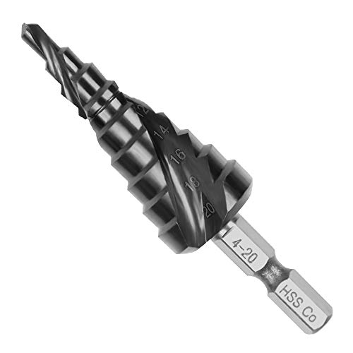 Rarapop Upgrade M35 Kobalt-Stufenbohrer mit Ultra-AlTiN-Beschichtung, 4–12 mm Stufenbohrer mit Doppelspiralnut, 6,35 mm Sechskantschaft für Hartmetall, Edelstahl, Aluminium, Kupfer, Holz (4–20 mm) von Rarapop