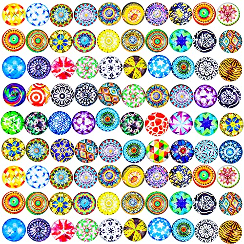 200 Stück 12 mm Glas-Cabochons Bedruckte Bunte Glascabochons mit Glaskuppel Halbrunde Steine für Schmuck und Handwerk, Dicke 4 mm von Rarihem