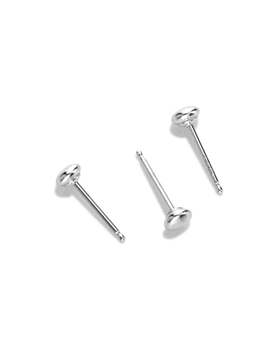 Ohrstecker aus 925er-Sterlingsilber, 4 mm, flache Kugelform, verkauft in 6 Packungen (3 Paar), Kugelform, 0,7 mm, für Schmuckherstellung, Ohrringe von Rashbel