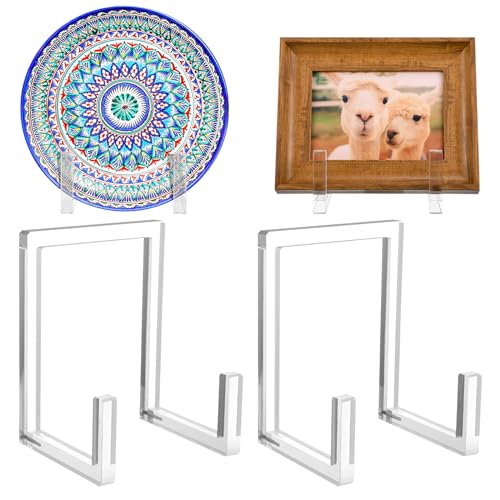 RattanView 2 Stück Acryl-Tellerständer, transparenter Staffelei-Ständer für Display, 11,4 cm, Acryl-Bilderrahmen, Schüsselständer, Halter, hoch, transparent, Vinyl-Schallplattenaufbewahrung RattanView 2 Stück Acryl-Tellerständer, transparenter Staffelei-Ständer für Display, 11,4 cm, Acryl-Bilderrahmen, Schüsselständer, Halter, hoch, transparent, Vinyl-Schallplattenaufbewahrung von RattanView
