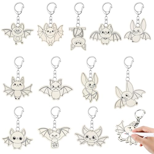 RattanView 24 Stück Fledermaus-Schlüsselanhänger, zum Basteln, blanko, für Sonntag, Schule, Klassenzimmer, Zuhause, aktive Partygeschenke, Geschenke, 12 Stile RattanView 24 Stück Fledermaus-Schlüsselanhänger, zum Basteln, blanko, für Sonntag, Schule, Klassenzimmer, Zuhause, aktive Partygeschenke, Geschenke, 12 Stile von RattanView