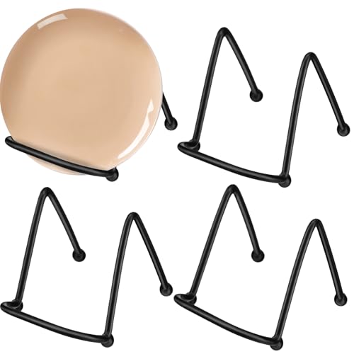 RattanView 4 Stück 10,2 cm kleiner Tellerhalter, Präsentationsständer aus Metall, schwarzer Rahmen, Ständer für Bild, Buch, Foto, Staffelei, Kreation, Sammlerstücke, quadratische Drahtplattenständer RattanView 4 Stück 10,2 cm kleiner Tellerhalter, Präsentationsständer aus Metall, schwarzer Rahmen, Ständer für Bild, Buch, Foto, Staffelei, Kreation, Sammlerstücke, quadratische Drahtplattenständer von RattanView