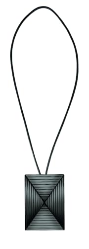 Raum² Magnetischer Vorhangraffhalter in Rund und Eckig, 2 Stück, Dekorativer Knopf mit schwarzen Lederband, Button Fabe: Black, Nickel und Chrom (Black Nickel, Eckig + 38cm) von Raum²
