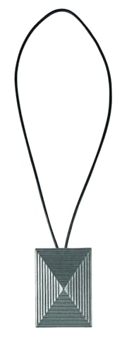 Raum² Magnetischer Vorhangraffhalter in Rund und Eckig, 2 Stück, Dekorativer Knopf mit schwarzen Lederband, Button Fabe: Black, Nickel und Chrom (Nickel, Eckig + 50cm) von Raum²
