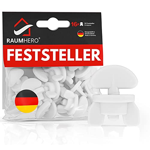 Raumhero Gardinenstopper für Schiene (16X Stopper) - Universal Gardinen Feststeller - Vorhang Stopper für Schienen - 100% Made in Germany, Weiß von Raumhero