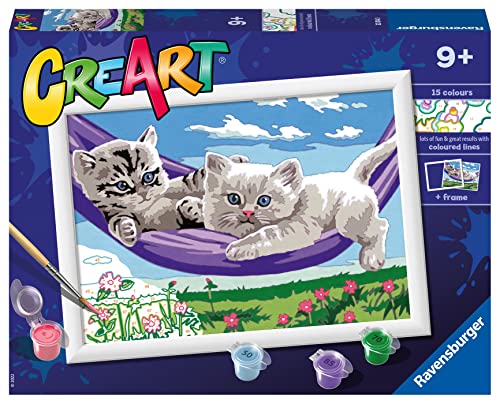 Ravensburger - Creart Serie D Kätzchen auf der Hängematte | Malset für Kinder | Malen nach Zahlen enthält Alles Notwendige | Spiele Kinder 9 Jahre oder älter | Creart Ravensburger 9 Jahre von Ravensburger
