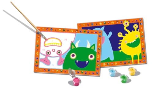 Ravensburger - CreArt Junior-Serie, Monster, Malen nach Zahlen, enthält 2 vorgedruckte Bretter, Pinsel, Farben, kreatives Spiel für Jungen und Mädchen ab 5+ Jahren von Ravensburger