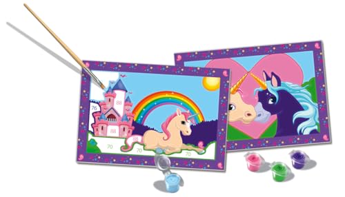 Ravensburger - CreArt Serie Junior, Einhorn, Malen nach Zahlen, enthält 2 vorgedruckte Bretter, Pinsel, Farben, kreatives Spiel für Jungen und Mädchen ab 5 Jahren von Ravensburger