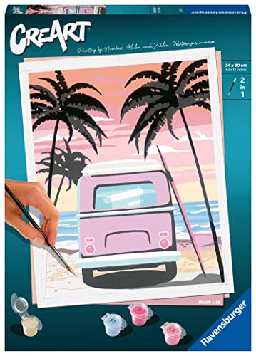Ravensburger CreArt 20131 - Beach Life - Malen nach Zahlen Erwachsene, DIY Malset mit Pinsel und Acrylfarben, Geschenk für Frauen und Männer, Malen für Erwachsene von Ravensburger