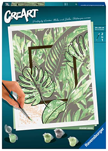 Ravensburger CreArt 20272 - Beruhigende Blätter - Malen nach Zahlen Erwachsene, DIY Malset mit Pinsel und Acrylfarben, Geschenk für Frauen und Männer, Malen für Erwachsene Ravensburger CreArt 20272 - Beruhigende Blätter - Malen nach Zahlen Erwachsene, DIY Malset mit Pinsel und Acrylfarben, Geschenk für Frauen und Männer, Malen für Erwachsene von Ravensburger