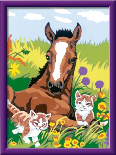 Ravensburger CreArt 20299 - Süße Tierkinder - Malen nach Zahlen für Kinder ab 9 Jahre, Malset mit Rahmen, Pinsel und Acrylfarben, Geschenk für Mädchen und Jungen, mit Stickern von Ravensburger