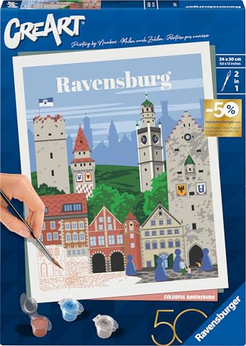 Ravensburger CreArt 23685 - Farbenfrohes Malen nach Zahlen Erwachsene, DIY Malset mit Pinsel und Acrylfarben, Geschenk für Frauen und Männer, Malen für Erwachsene von Ravensburger