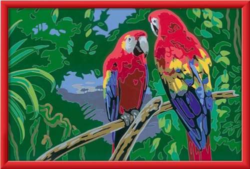Ravensburger CreArt 23770 - Bunte Papageien - Malen nach Zahlen für Kinder ab 9 Jahre, Malset mit Rahmen, Pinsel und Acrylfarben, Geschenk für Mädchen und Jungen von Ravensburger