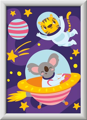 Ravensburger CreArt 23991 - Tiere im All - Malen nach Zahlen für Kinder ab 7 Jahre, Malset mit Rahmen, Pinsel und Acrylfarben, Geschenk für Mädchen und Jungen von Ravensburger