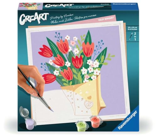 Ravensburger CreArt 25518 - Tulpenstrauß - Malen nach Zahlen Erwachsene, DIY Malset mit Pinsel und Acrylfarben, Geschenk für Frauen und Männer, Malen für Erwachsene Ravensburger CreArt 25518 - Tulpenstrauß - Malen nach Zahlen Erwachsene, DIY Malset mit Pinsel und Acrylfarben, Geschenk für Frauen und Männer, Malen für Erwachsene von Ravensburger