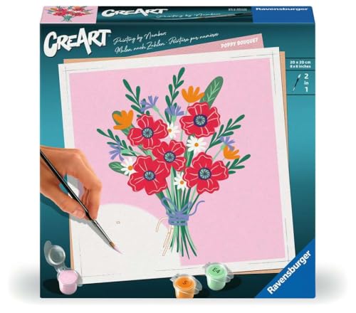 Ravensburger CreArt 25519 - Mohnblumenstrauß - Malen nach Zahlen Erwachsene, DIY Malset mit Pinsel und Acrylfarben, Geschenk für Frauen und Männer, Malen für Erwachsene Ravensburger CreArt 25519 - Mohnblumenstrauß - Malen nach Zahlen Erwachsene, DIY Malset mit Pinsel und Acrylfarben, Geschenk für Frauen und Männer, Malen für Erwachsene von Ravensburger