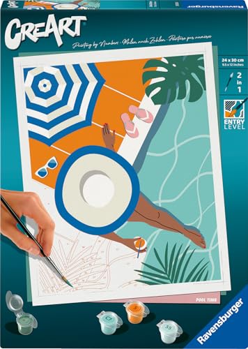Ravensburger CreArt 25523 - Poolzeit - Malen nach Zahlen Erwachsene, DIY Malset mit Pinsel und Acrylfarben, Geschenk für Frauen und Männer, Malen für Erwachsene von Ravensburger