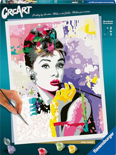 Ravensburger CreArt 25526 - Audrey Hepburn - Malen nach Zahlen Erwachsene, DIY Malset mit Pinsel und Acrylfarben, Geschenk für Frauen und Männer, Malen für Erwachsene Ravensburger CreArt 25526 - Audrey Hepburn - Malen nach Zahlen Erwachsene, DIY Malset mit Pinsel und Acrylfarben, Geschenk für Frauen und Männer, Malen für Erwachsene von Ravensburger