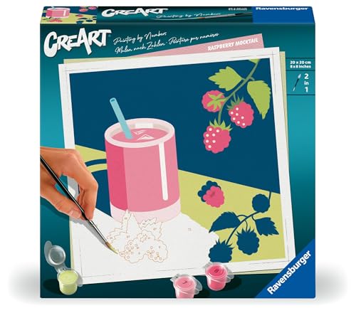 Ravensburger CreArt 25562 - Mocktail Himbeere - Malen nach Zahlen Erwachsene, DIY Malset mit Pinsel und Acrylfarben, Geschenk für Frauen und Männer, Malen für Erwachsene von Ravensburger