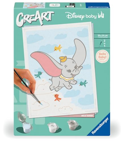 Ravensburger CreArt 25899 - Dumbo - Disney Malen nach Zahlen Erwachsene, DIY Malset mit Pinsel und Acrylfarben, Geschenk für Schwangere oder zur Geburt, Malen für Erwachsene von Ravensburger