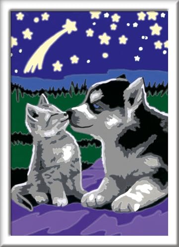 Ravensburger CreArt 27847 - Hund und Katze - Malen nach Zahlen ab 7 Jahre, Malset mit Rahmen, Pinsel und Acrylfarben, Geschenk für Mädchen und Jungen, Leuchtet im Dunkeln Ravensburger CreArt 27847 - Hund und Katze - Malen nach Zahlen ab 7 Jahre, Malset mit Rahmen, Pinsel und Acrylfarben, Geschenk für Mädchen und Jungen, Leuchtet im Dunkeln von Ravensburger