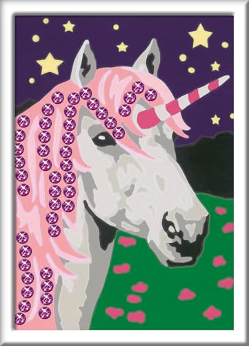 Ravensburger CreArt 28473 - Einhorn - Malen nach Zahlen für Kinder ab 7 Jahre, Malset mit Rahmen, Pinsel und Acrylfarben, Geschenk für Mädchen und Jungen, mit Pailletten von Ravensburger