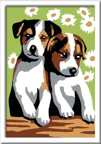 Ravensburger CreArt 29681 - Süße Welpen - Malen nach Zahlen Hunde für Kinder ab 7 Jahre, Malset mit Rahmen, Pinsel und Acrylfarben, Geschenk für Mädchen und Jungen Ravensburger CreArt 29681 - Süße Welpen - Malen nach Zahlen Hunde für Kinder ab 7 Jahre, Malset mit Rahmen, Pinsel und Acrylfarben, Geschenk für Mädchen und Jungen von Ravensburger