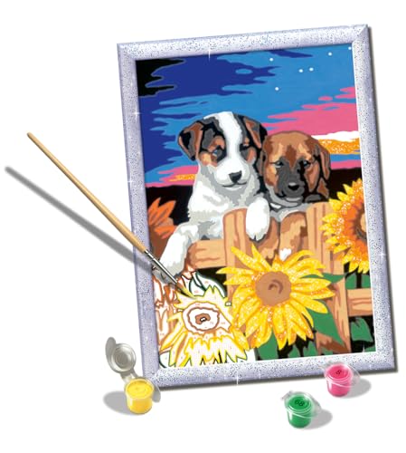 Ravensburger CreArt Serie D, Hunde mit Sonnenblumen, Malen nach Zahlen, Malset für Kinder, Thema Tiere, Rahmen inklusive, Lernspiel, Geschenkidee für Kinder 9+ Jahre, 26 x 20 cm Ravensburger CreArt Serie D, Hunde mit Sonnenblumen, Malen nach Zahlen, Malset für Kinder, Thema Tiere, Rahmen inklusive, Lernspiel, Geschenkidee für Kinder 9+ Jahre, 26 x 20 cm von Ravensburger