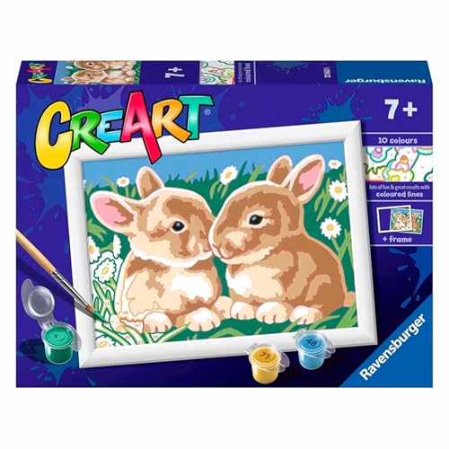 Ravensburger - CreArt E Serie: Hasen unter den Gänseblümchen, Malen nach Zahlen, enthält eine vorgedruckte Tafel, Pinsel, Farben und Zubehör, kreatives Spiel für Kinder ab 9 Jahren Ravensburger - CreArt E Serie: Hasen unter den Gänseblümchen, Malen nach Zahlen, enthält eine vorgedruckte Tafel, Pinsel, Farben und Zubehör, kreatives Spiel für Kinder ab 9 Jahren von Ravensburger