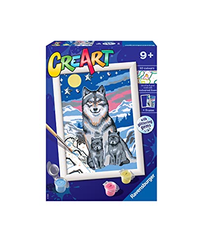 Ravensburger - CreArt E-Serie: Wölfe im Mondlicht, Malset nach Zahlen, enthält ein vorgedrucktes Brett, einen Pinsel, Farben und Zubehör, kreatives Spiel für Jungen und Mädchen 9+ Jahre Ravensburger - CreArt E-Serie: Wölfe im Mondlicht, Malset nach Zahlen, enthält ein vorgedrucktes Brett, einen Pinsel, Farben und Zubehör, kreatives Spiel für Jungen und Mädchen 9+ Jahre von Ravensburger