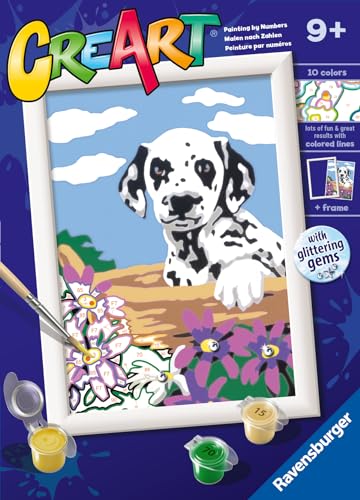 Ravensburger - CreArt E Series Classic: Dalmatiner mit Blumen, Malset nach Zahlen, enthält ein vorgedrucktes Brett, einen Pinsel, Farben und Zubehör, kreatives Spiel für Jungen und Mädchen 9+ Jahre Ravensburger - CreArt E Series Classic: Dalmatiner mit Blumen, Malset nach Zahlen, enthält ein vorgedrucktes Brett, einen Pinsel, Farben und Zubehör, kreatives Spiel für Jungen und Mädchen 9+ Jahre von Ravensburger
