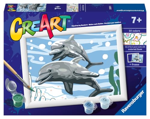 Ravensburger - CreArt E Series Classic: Verspielte Delfine, Malen nach Zahlen, kreatives Spiel für Jungen und Mädchen 7+ Jahre von Ravensburger