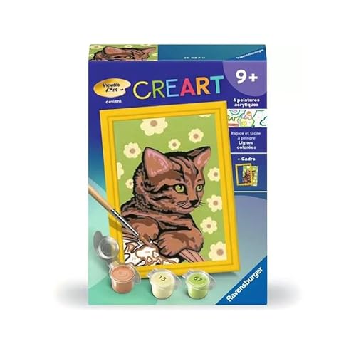 Ravensburger CreArt Kids 8x12cm - Kunstnummer - Kätzchen und Blumen - Malen nach Zahlen Set ab 9 Jahren - 25587 von Ravensburger